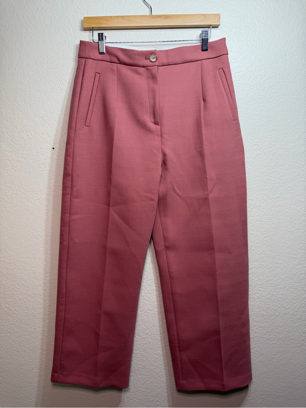 SEZANE MARTIN CROP 7/8th Wool Blend TROUSERS Pants Size 8/40 Rose Sophisticated - Picture 2 of 7
